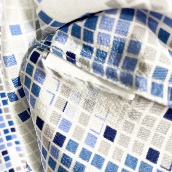 Joie Blue Gray Geometric Square Pixel Print V Neck Blouse M - Picture 10 of 10